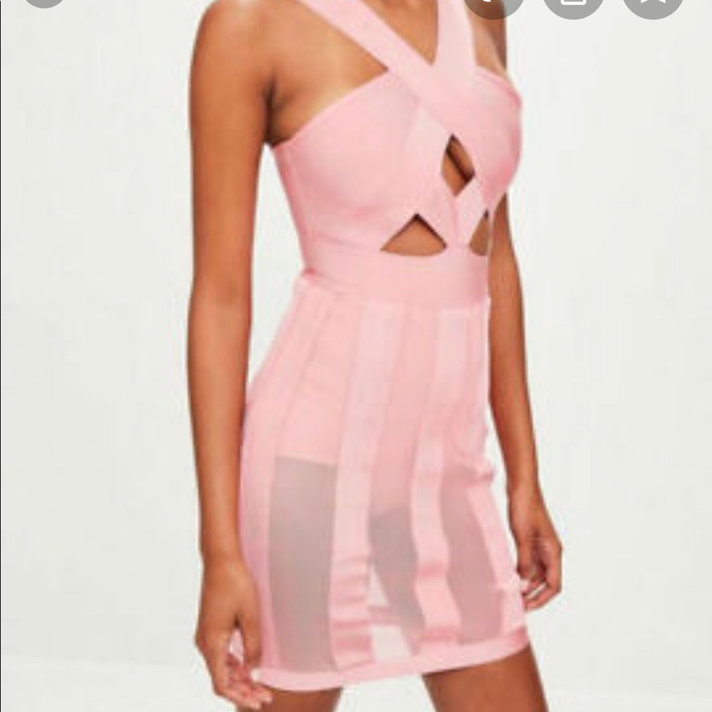 Pink bodycon bandage dress
